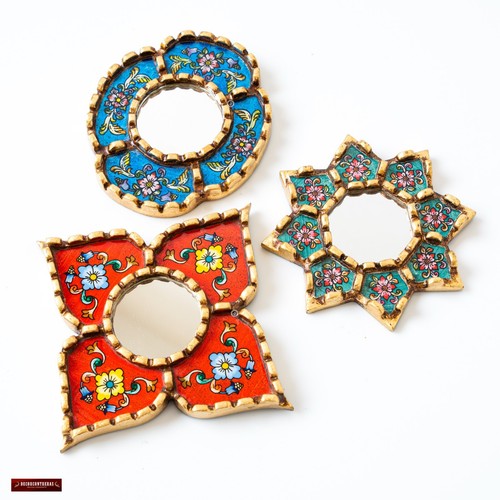 Handmade Small Accent Wall Mirror set of 3 | Peruvian Decorative mirrors of 6in - Picture 4 of 10