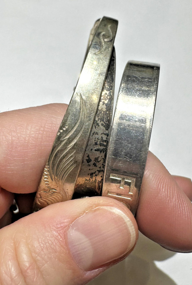 British Stackable Sterling Silver Etched Bangle C… - image 2