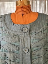 Life Style L Large Brown Olive Green Print Jacket Button Patchwork