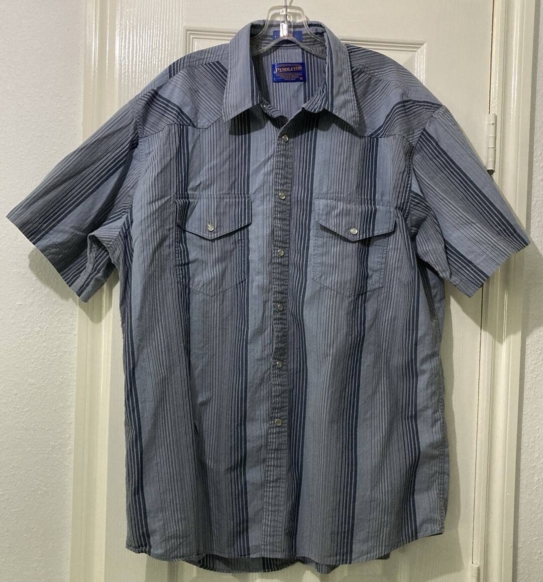 Pendleton Pearl Snap Button Stripes Short Sleeve … - image 1
