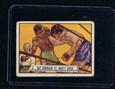 1951 Topps Ringside Boxing Card #34 Ray Robinson vs Marty Servo, Good!