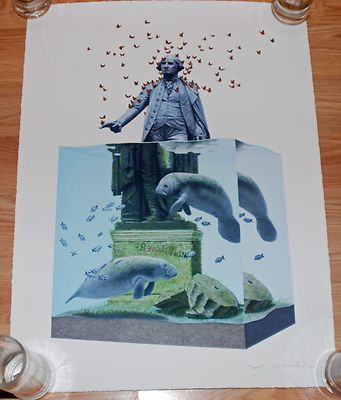 Josh Keyes SIRENS Art Print S/# 150 2012 Manatees Birds Limited Edition Fine Art