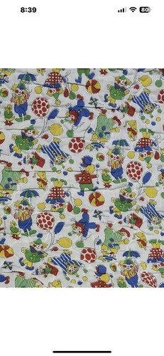 Vintage Baby Crib Blanket Clowns~Bedroom~Satin Binding~Kids~Nursery~Yellow - Picture 3 of 7