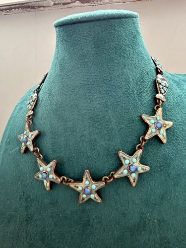 Collana TARATATA lunghezza collare tema mare smalto blu stelle pesci - Foto 8 di 15