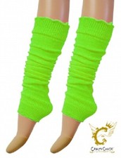 New UK Crazy Chick Green Plain Leg Warmer Fancy Dress Party Costume Accessory