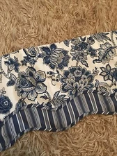 Traditions by Waverly Floral Scallop Window Valance Blue Cotton Blend 49”x17”