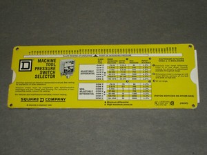 Square D Machine Tool Pressure Switch Selector Slide Rule 1978
