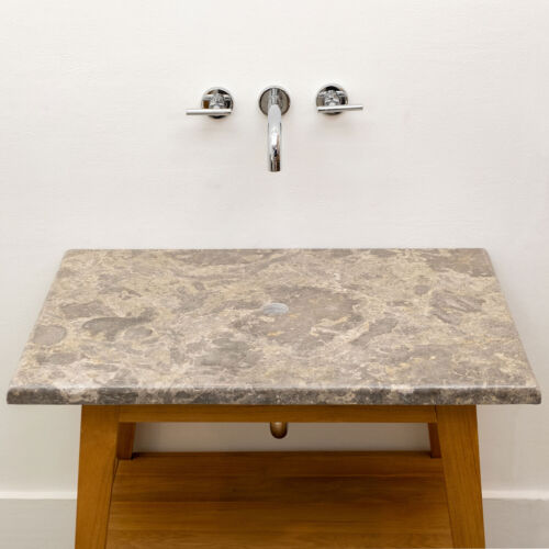wohnfreuden Marmor Waschtisch-Platte Kathrin 80x55cm grau Naturstein Platte  - Bild 1 von 12