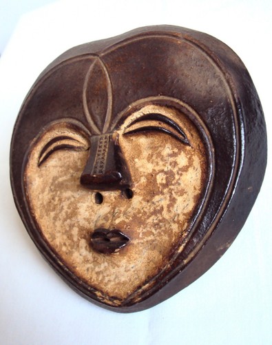 RARA MASCHERA KWELE IN TERRACOTTA 2 statua intagliata africana!! - Foto 3 di 3