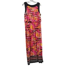 Ruby Rd Women Sz PL Stretch Knit Maxi Dress Aztec Boho Summer Beach Vacation Y2K