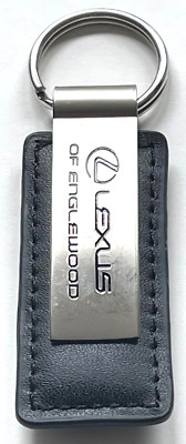 BRAND NEW LEXUS OF ENGLEWOOD N.J. CHROME & LEATHER KEY CHAIN KEY RING FOB