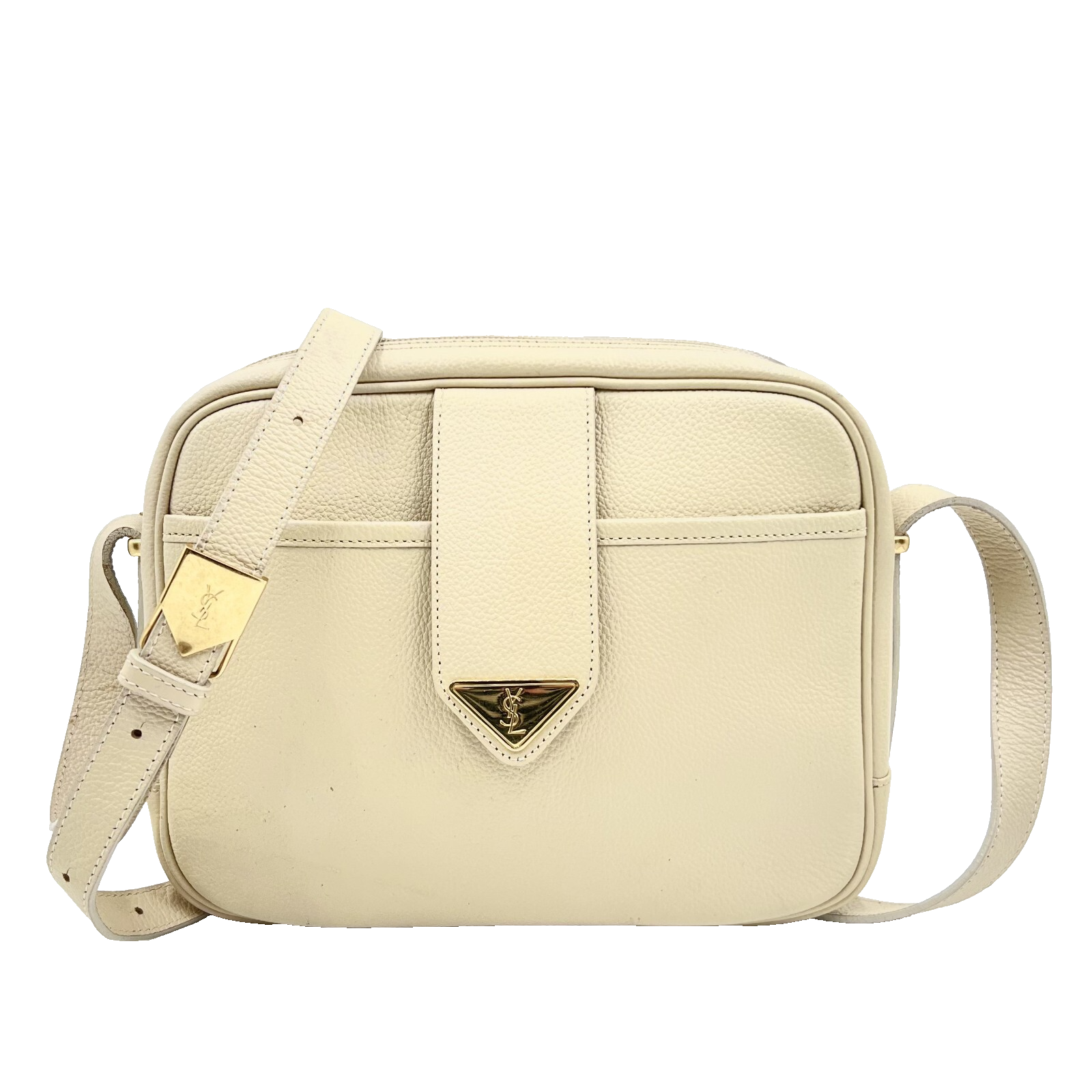 Borsa a tracolla Yves Saint Laurent in pelle avorio vintage YSL autentica #786