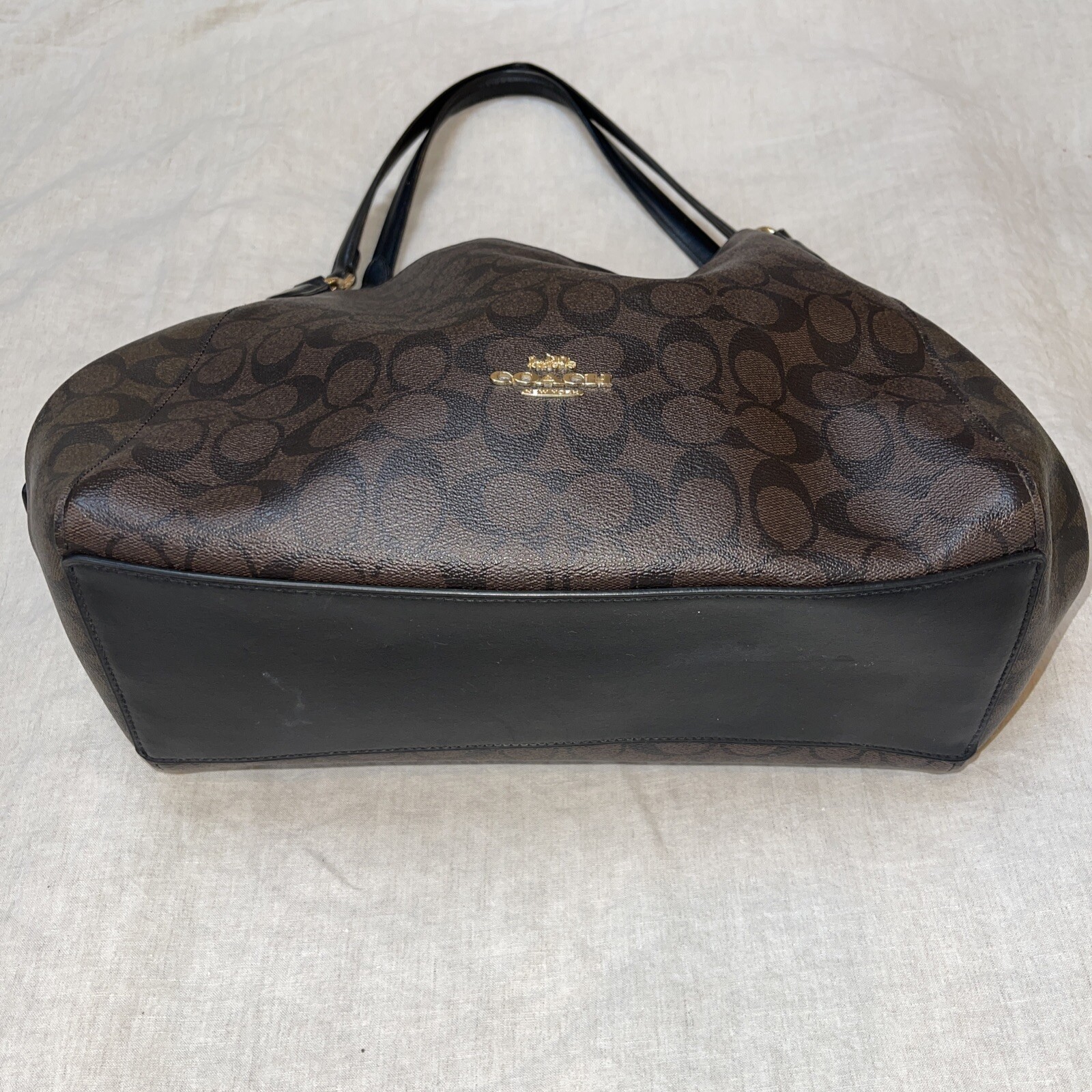 Coach Hallie Shoulder Bag In Signature Canvas Brown /… Gem