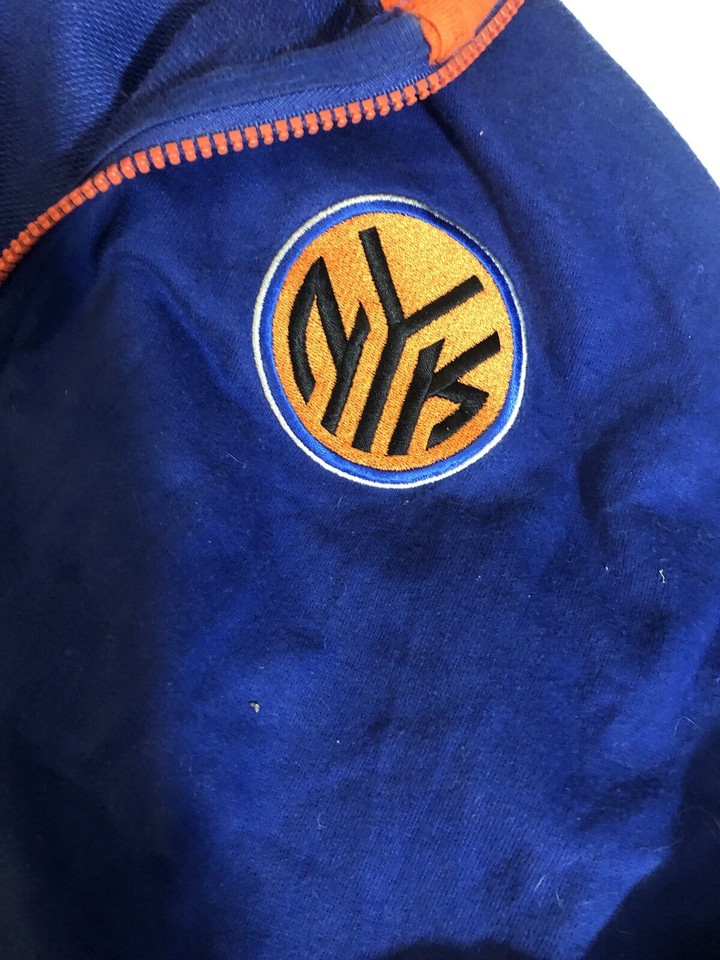 New York Knicks Basketball Zip Up Jacket Orange Blue Zipway Size M