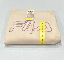 Fila Women's Logo Drawcord Ribbed Waistband Cuffs Hoodie, Sand Collar, Size S