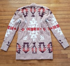 Aztec Western Southwest Knit Cardigan Sweater Duster Top Tribal Yellowstone M/L