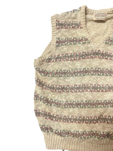Vtg Lord Jeff Sweater Vest Womens M Beige Pink Linen Ireland Cottagecore Granny - Picture 3 of 8