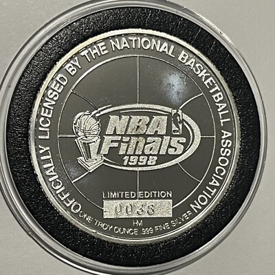 1998 Chicago Bulls NBA Utah Jazz 1 Troy Oz .999 Fine Silver Round