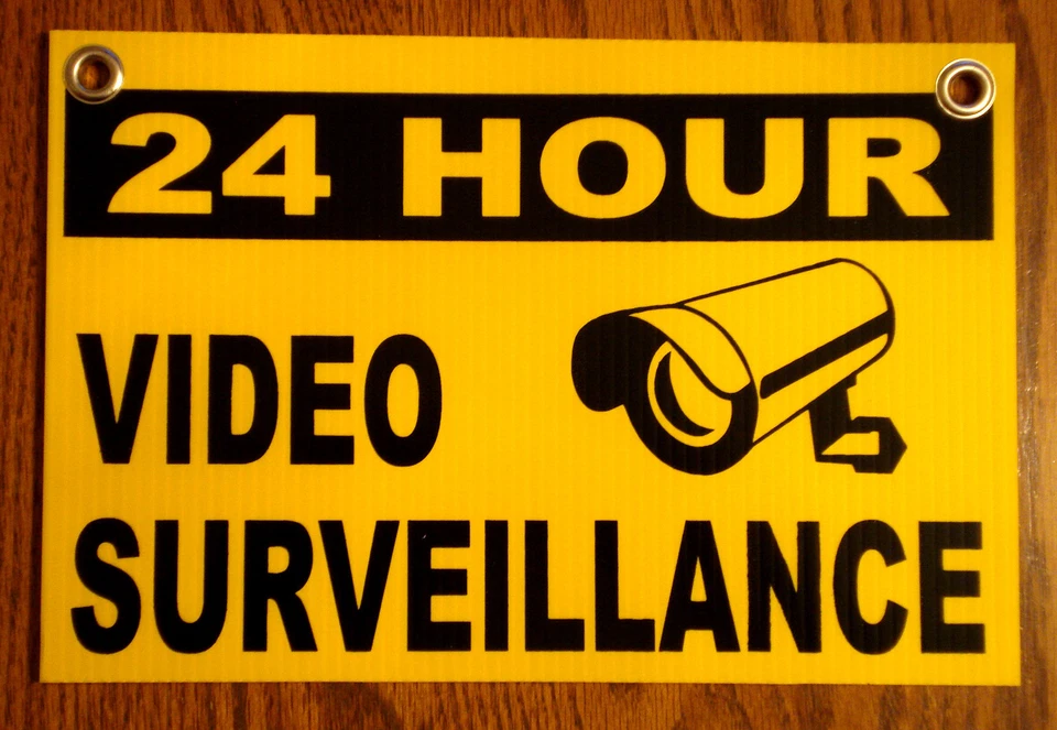 HARRINGTON SIGNS 24 HOUR VIDEO SURVEILLANCE Coroplast Outdoor SIGN 8x12 w/Grommets NEW