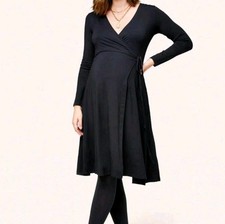 Nom Maternity Tessa Maternity Nursing Wrap Dress Black Small Bamboo Jersey Knit