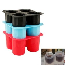 4-Cup Ice Cube Shot Shape Rubber Shooters Glass Freeze Mold Maker Tray Reusable