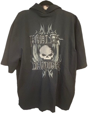 Harley Davidson Hemd Herren XL Willie G Skull schwarz bestickt Biker Werkstatt