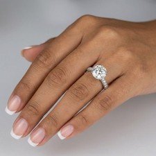 Side Stone Engagement Ring Solid 14K Gold 4.98 CT Round Lab-Grown Diamond H VS1