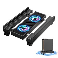 Adjustable CPU Stand with Cooling Fan 4 Rolling Casters for Office/Home