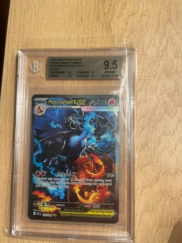 2025 POKEMON PFL EN-PHANTASMAL FLAMES #125 MEGA CHARIZARD X EX Beckett BGS 9.5