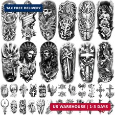 77 Sheets Christian Temporary Tattoo Adult Men Women Kids Religious Jesus Cross