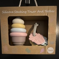Silicone Stacking Teething Toy Set, 6pcs, Multicolor, BPA Phthalate Free, 3m