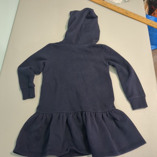 Polo Ralph Lauren Bear on Skis Sweatshirt Dress Size 5 Girls Navy Blue Hooded - Picture 2 of 6