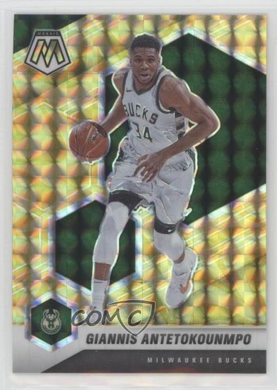 2020-21 Panini Mosaic Reactive Yellow Prizm Giannis Antetokounmpo #80 10ek