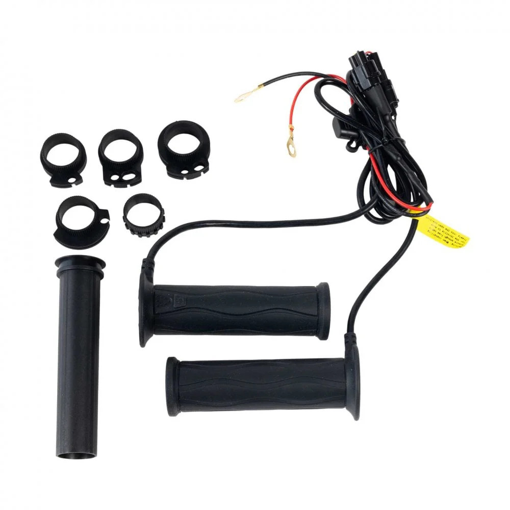 RIDERR Motorcycle Heated Grips - 12v | 5x Settings | inc Throttle tube and adapt