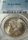 1903 MS64 Exceptional Shiny Surfaces PCGS Philadelphia Mint Morgan Silver $