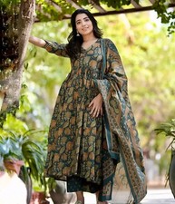 Women Floral Printed Cotton Salwar Kameez Indian Beautiful Kurta Palazzo Set
