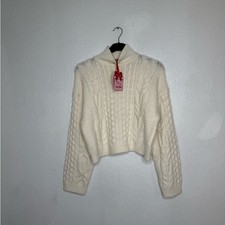 PINK ROSE NWT Cozy Beige Cable Knit Sweater Size XS