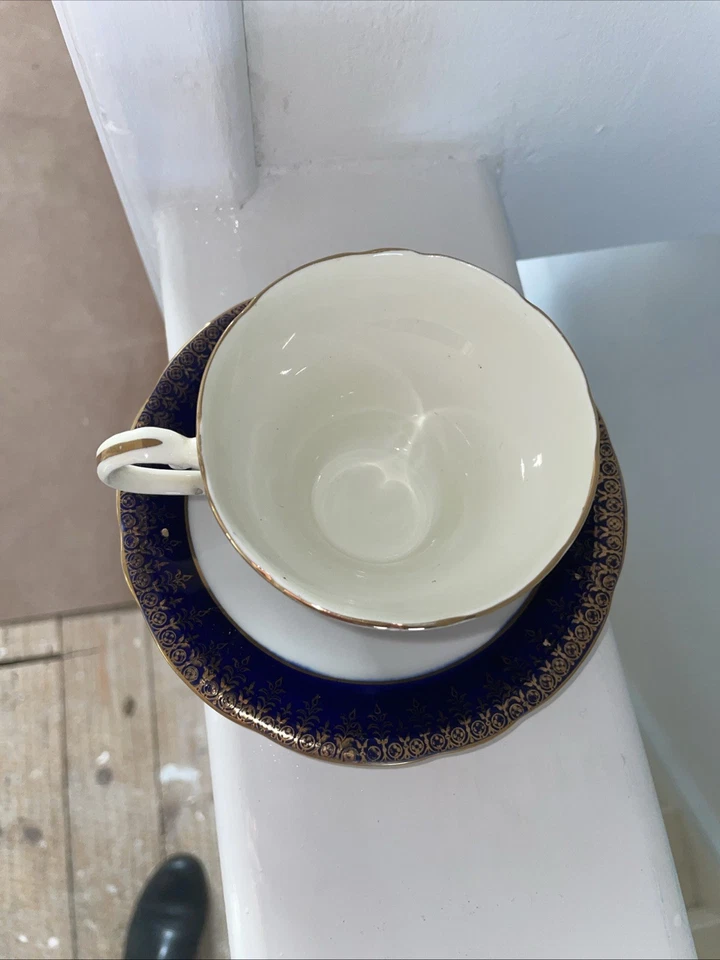 Antique Aynsley Bone China, Cobalt Blue With Gold, Beautiful Tea Cup And Saucer - Image 3 of 4