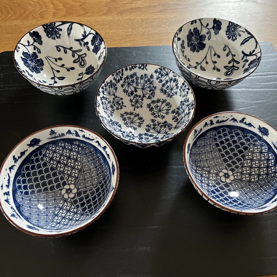 Dessertschalen, Dipschalen, klein, Obst, Weiß Blau , 5 Stück