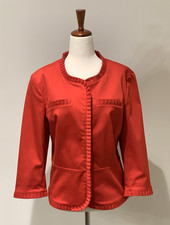 Jones New York Jacket True Red Pleated Detail Stretch Size 14
