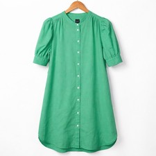 Gap Linen Cotton Shirt Dress Womens M Puff Sleeve Coastal Brunch Garden Party