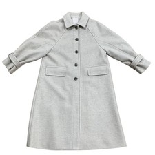 Long Coat Gray S Size Button Cuff 2 Pockets