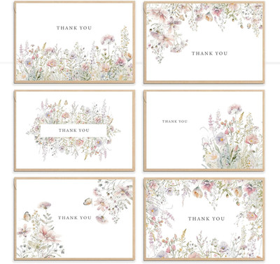 Floral Thank You Cards with Envelopes,48Pack - 4X6 Inches Thank You Notes with E