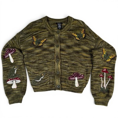Hot Topic Thorn & Fable Fairycore Cottagecore Frog Mushroom Cardigan LG