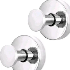Chrome Suction Cup Hooks 2 Pack Waterproof Stainless Steel Towel Hooks No Drill
