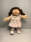 VTG. Cabbage Patch Kids Doll 16” 1986 Coleco Brown Hair Pink Outfit Blue Eyes