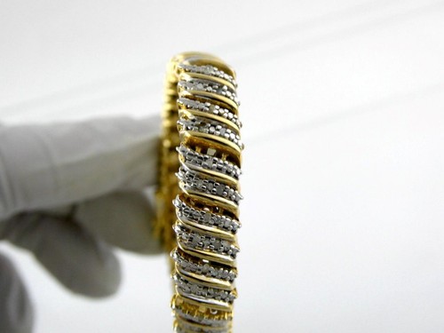 Karis Gruppe von 2 gebundenen Gold und natürlichen Nahkampf Diamant Armbänder verschiedene Größen - Bild 8 von 10