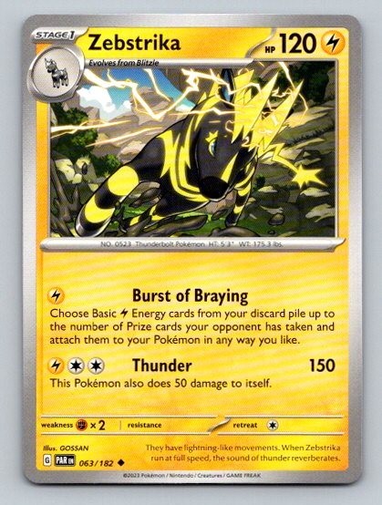2023 Pokemon Card Paradox Rift Zebstrika 63/182