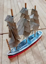 Vintage 7" Handcrafted Model Sailboat – Nautical Ship Decor