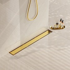 24” Gold Linear Shower Drain Stainless Steel Tile Insert w/ Hair Strainer